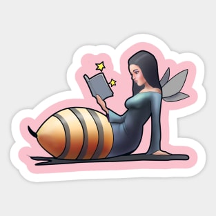 Bee girl a book worm Sticker